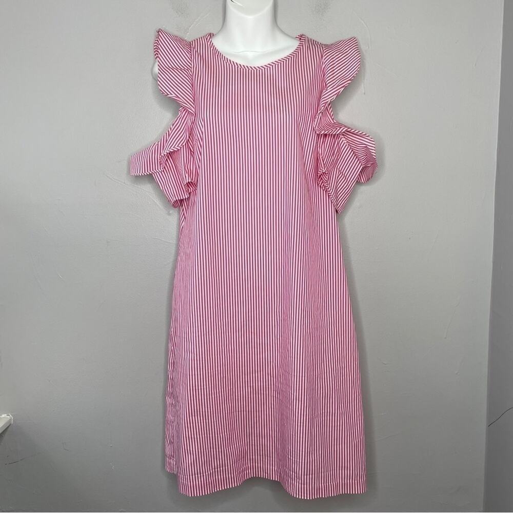 J.MCLAUGHLIN Dress Womens Size Small Striped Summer Ruffle Feminine Date Brunch